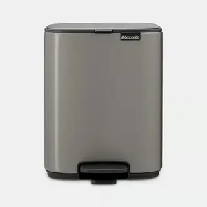 Pedal bin BRABANTIA Bo 7 L Platinum – 7L stainless-steel step bin with soft-close lid