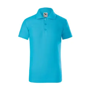 Детская рубашка-поло MALFINI Pique Polo Blue atoll ADL 22244, ткань пике, короткий рукав