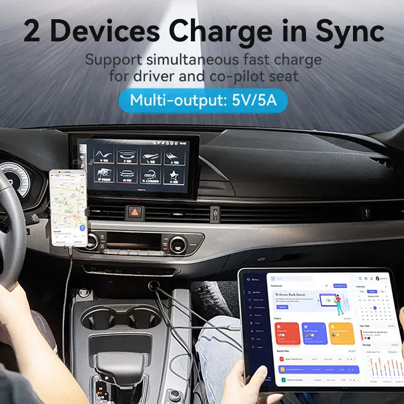 Vention auto lādētājs 2 porti PD 3.0 QC 3.0 Photo 16