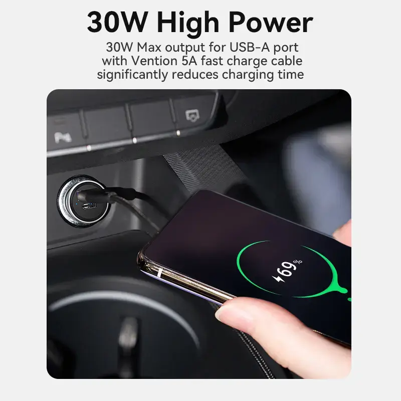 Vention auto lādētājs 2 porti PD 3.0 QC 3.0 Photo 17