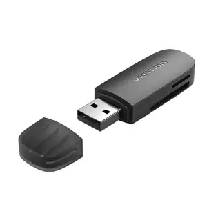 Vention 2‑1 USB 3.0 A karšu lasītājs SD+TF, USB 3.2 Gen 1, 5000 Mbit/s, melns
