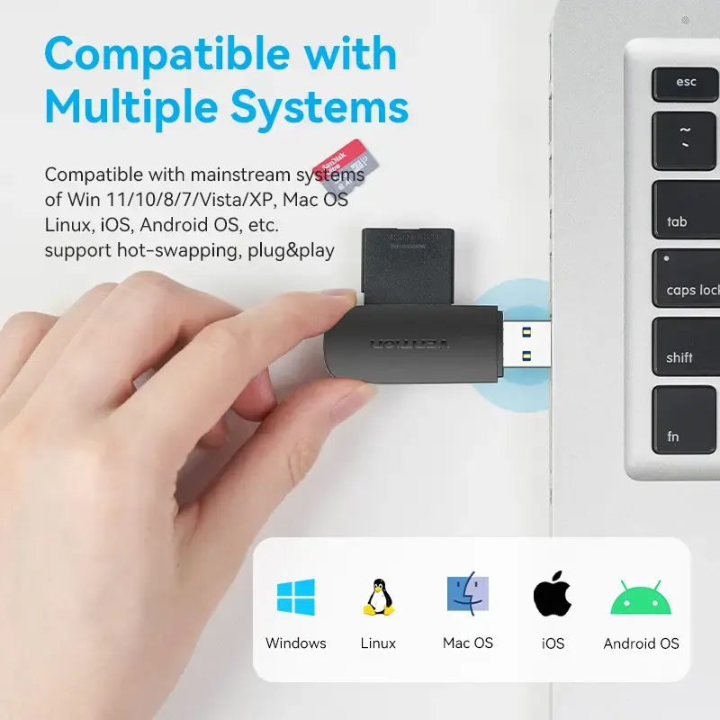 Vention 2‑в‑1 USB 3.2 Gen 1 картридер SD/MicroSD Photo 7