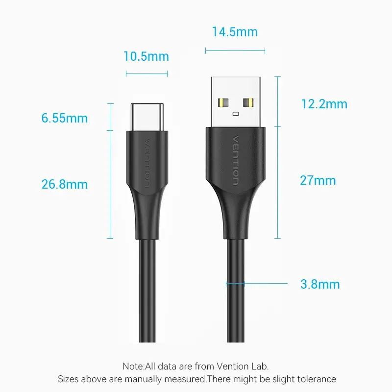 Кабель Vention USB 2.0 A Male to C Male 3A Photo 16