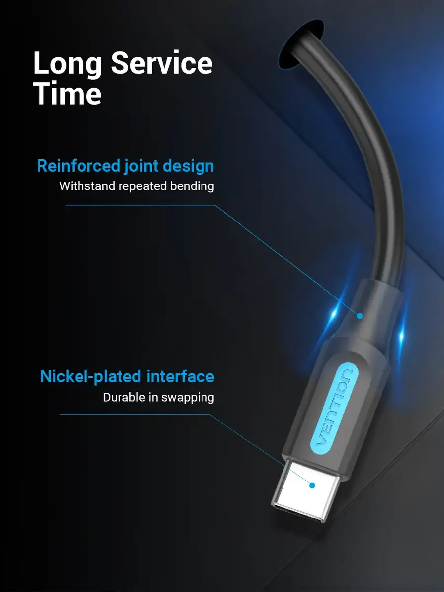 Vention USB 2.0 C Male to Male kabelis 1M Photo 11