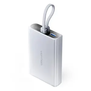 Power bank Vention FHZM0 10000 mAh, 3.85 V, USB-A + USB-C, 3 A output, Grey