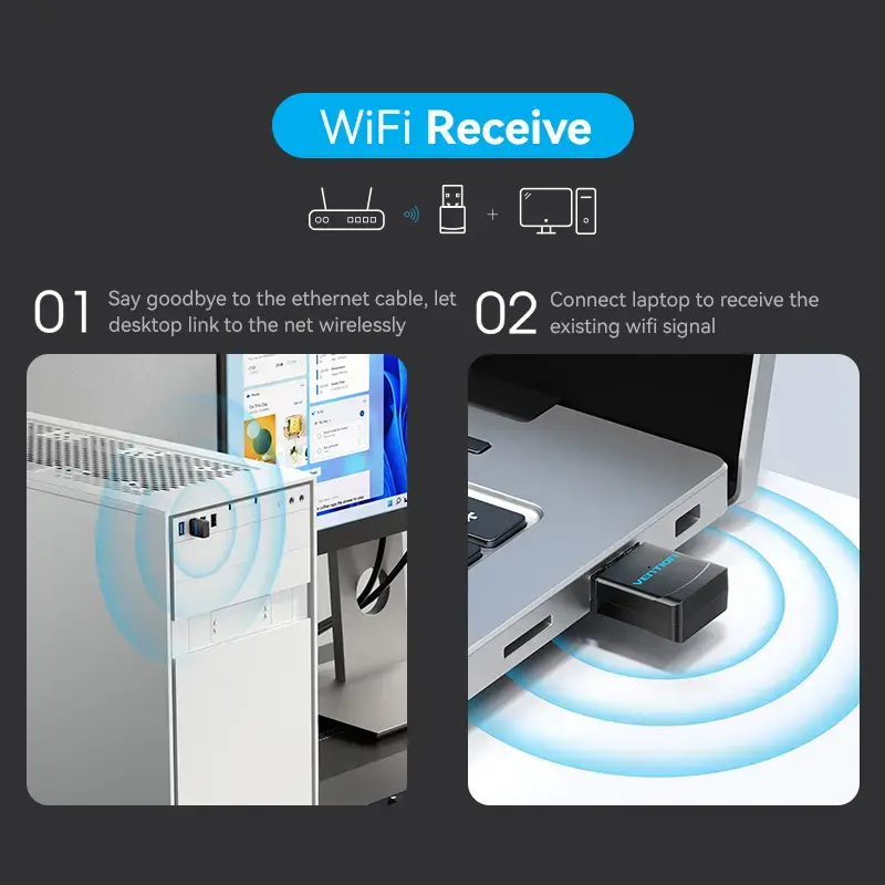 Адаптер USB Wi-Fi Vention 2.4G Black Photo 3