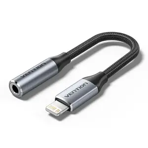 Audio adapter Vention Lightning to 3.5 mm BMBHA, Lightning to 3.5mm wired adapter with 0.1 m cable, grey