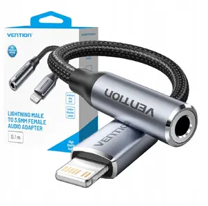 Vention BMBHA Lightning to 3.5mm Audio Adapter 0.1m Grey