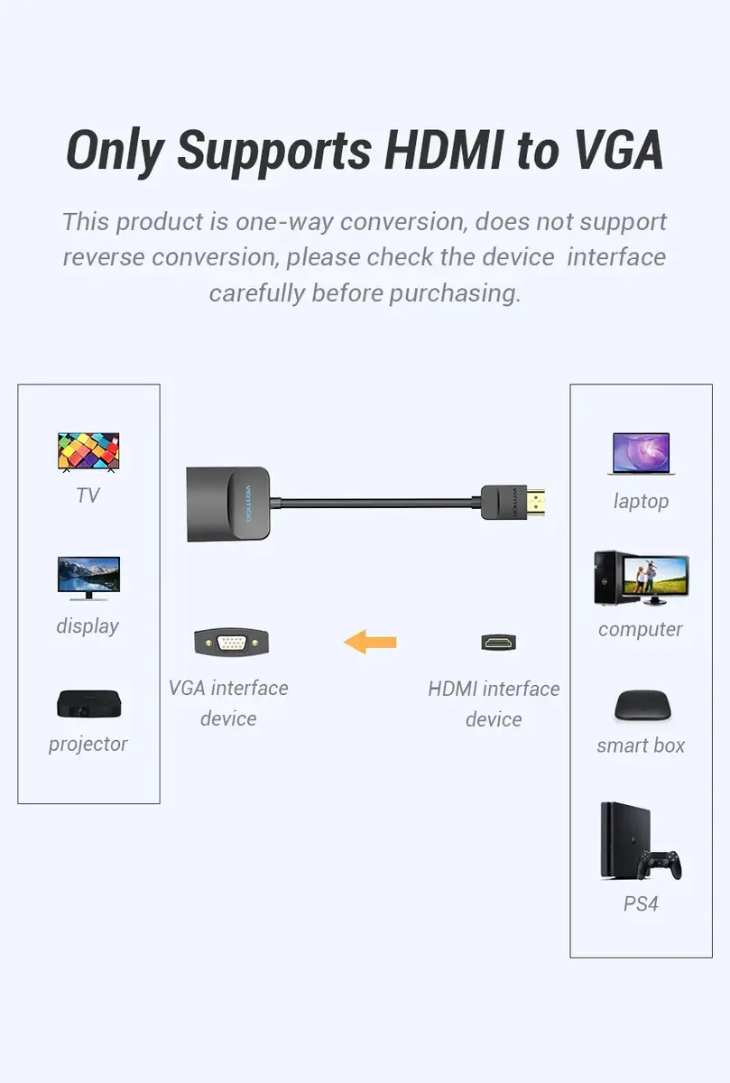 Vention HDMI uz VGA pārveidotājs 0.15M melns Photo 10