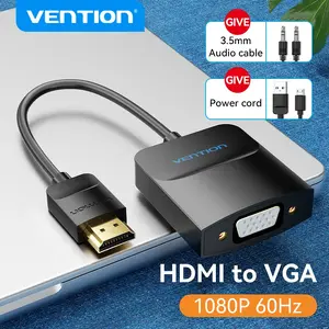 HDMI to VGA Converter Vention 0.15M Black HDMI Type A VGA D-Sub Micro USB Audio
