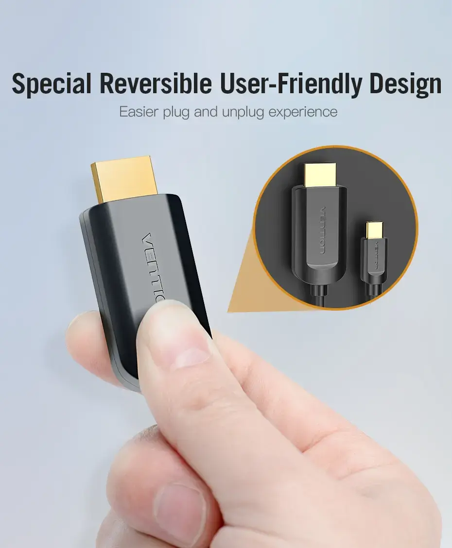 Type-C uz HDMI kabelis Vention 2M melns Photo 12