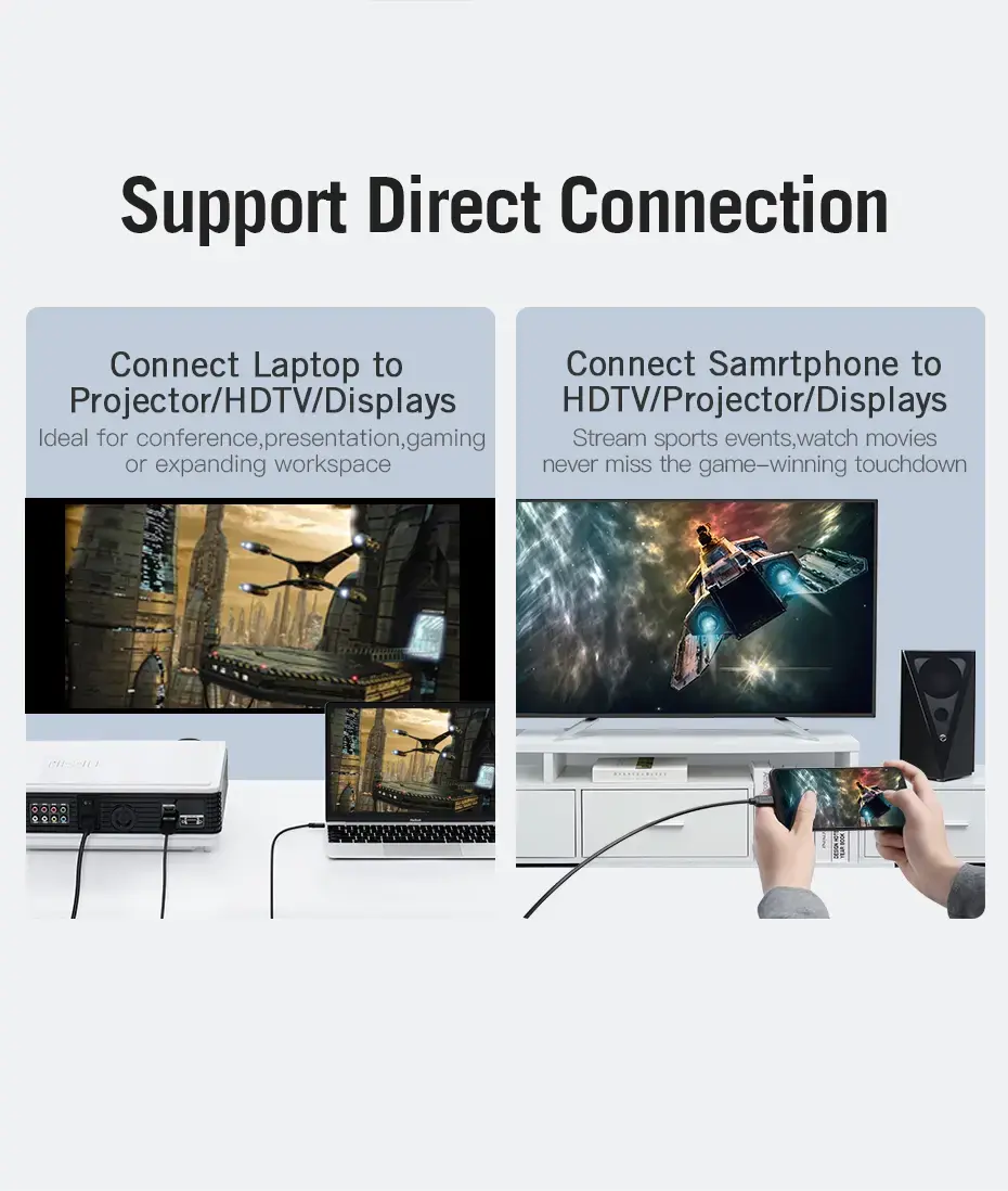 Type-C uz HDMI kabelis Vention 2M melns Photo 16