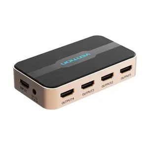 HDMI Splitter Vention 1 In 4 Out 4K@30Hz Gold Aluminum Alloy