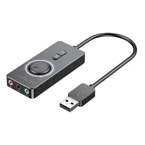 Vention USB 2.0 ārējais stereo skaņas adapters ar skaļuma kontroli 0.15M melns ABS