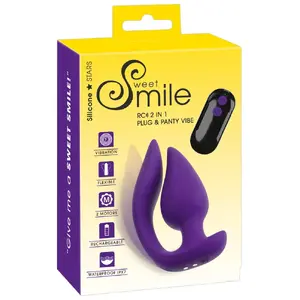Vibrator sweet smile RC 2in1 Plug & Panty Vib, silicone/ABS, rechargeable, waterproof, 11 cm total, 8.2 cm insertion, Ø 3.5 cm