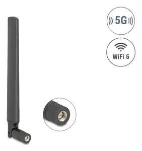 Всепро‑направленная антенна DELOCK 5G LTE GNSS WiFi 6 SMA‑штекер 0,9–4,1 dBi 183 мм с шарниром наклона