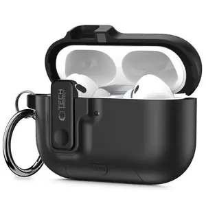 Plāns aizsargvāciņš ar āķi Apple AirPods Pro 3 — Tech‑Protect, melns