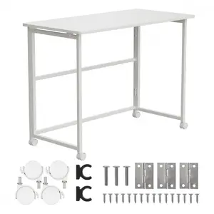 Mobile desk MACLEAN MC-1250W white height adjustable standing workstation on wheels