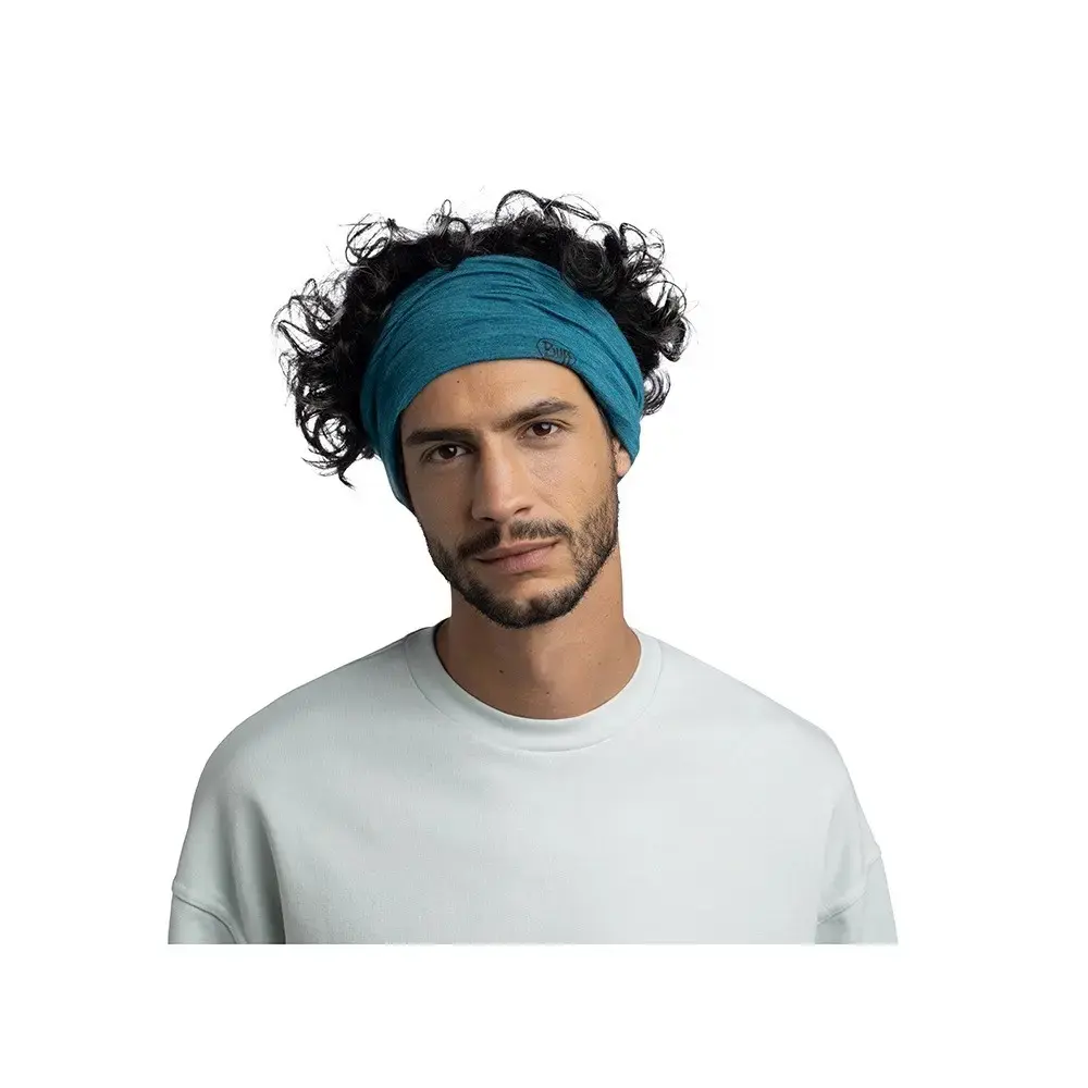 Buff Merino Lightweight Solid Teal multifunctional bandana Photo 4