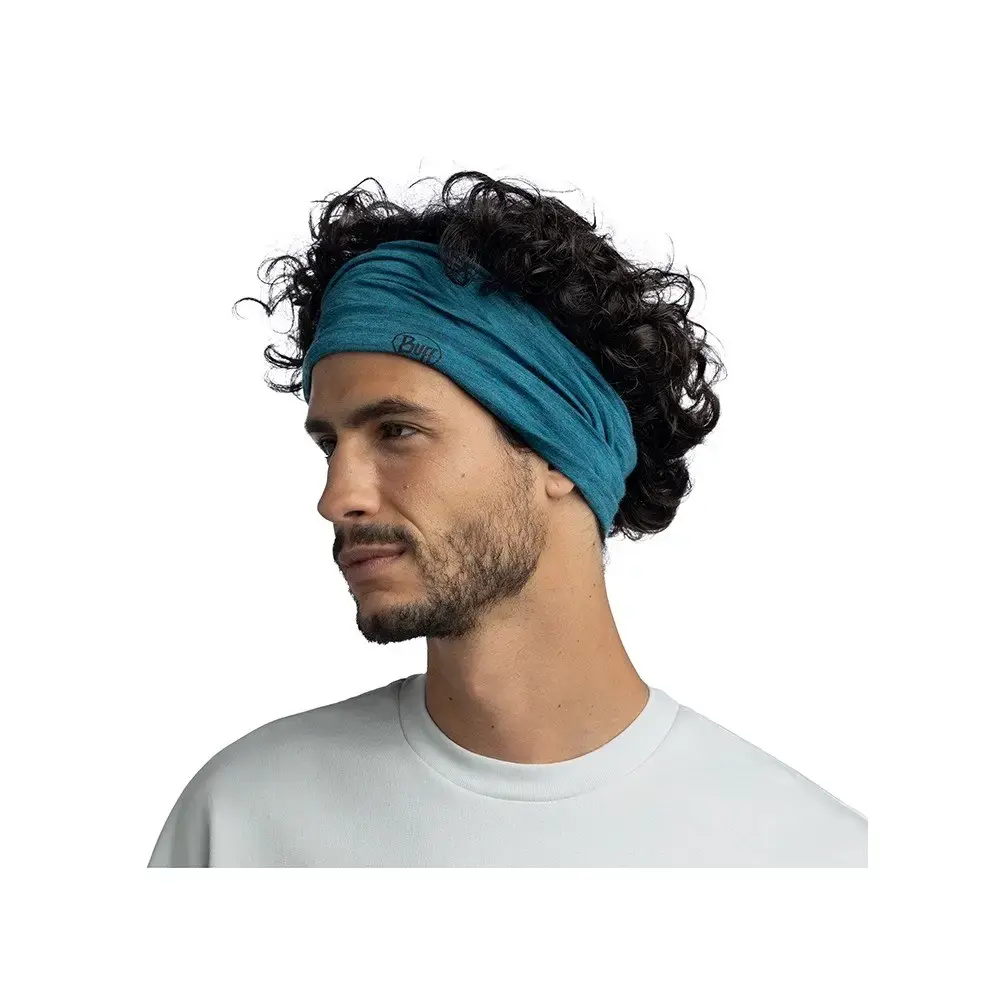 Buff Merino Lightweight Solid Teal multifunctional bandana Photo 6