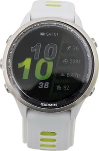 Viedpulkstenis GARMIN Forerunner 970 AMOLED 1,4" GPS Wi‑Fi titāna korpuss balts, silikona siksniņa S, 15 dienu akumulators