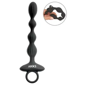 Anālā virkne ANOS Flexible Anal Beads TESTER 54051650001 – silikons, 21,1 cm kopējais garums, 15,8 cm ievadāmais, Ø līdz 2,6 cm, uzlādējama, 10 vibrācijas režīmi