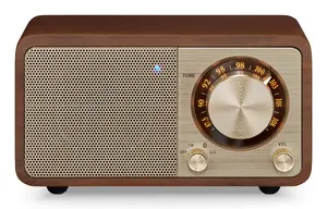 Sangean WR-7 PLUS Personal Analog FM Radio Walnut with Bluetooth, 6 W RMS, USB Type-C and External Antenna