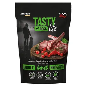 Влажный корм для собак BIOFEED Tasty Life ягнёнок 90% 500 г пакетик для взрослых собак, полный корм, без сои и сахара