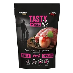 Влажный корм для собак BIOFEED Tasty Life свинина 90% 500 г — полный корм для взрослых, белок 11.5%, жир 7.5%, влага 79%