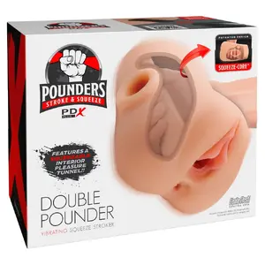 Мастурбатор Pipedream PDXP Double Pounder Vibrating, TPE, 20.5×18×11.5 см, 2 канала, вибробуллет перезаряд.