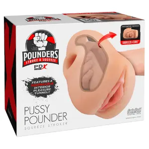 Masturbator Pipedream PDXP Pussy Pounder Squeeze Stroker — realistic vagina, TPE, 18×12.6×9.7 cm, insertion depth 17 cm, inner Ø up to 7.6 cm