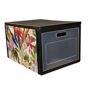 Storage box ORDINETT Floral Beauty 41×31×25 cm – decorative floral pattern, plastic lid