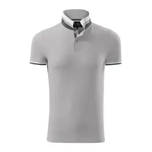 Поло мужское MALFINI Collar Up серебристо-серое 215 г/м², короткий рукав, смесь хлопка