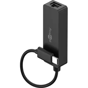 USB-C Ethernet Adapter WENTRONIC 76579 — Gigabit LAN, black, for PC and Apple MacBook
