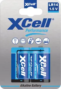 Baterija XCell LR14 C (Baby) alkalīna Performance, 2 gab. iepakojums