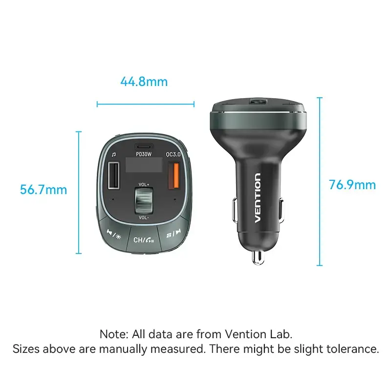 Vention car charger 3-Port USB-C PD 30W Photo 4