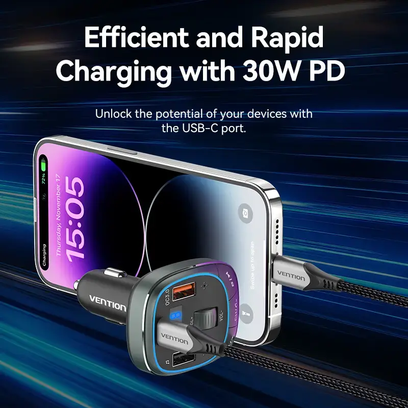 Vention car charger 3-Port USB-C PD 30W Photo 13
