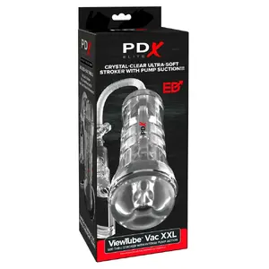 Masturbator Pipedream PDXE ViewTube Vac XXL Clear — transparent stroker, total length 27.3 cm, insertion 24.1 cm, outer Ø 10.1 cm, inner Ø max 7.6 cm