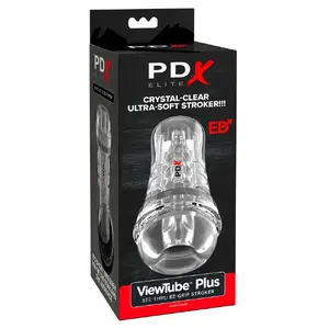 Masturbator Pipedream PDXE ViewTube EZ-Grip Stroker — transparent case, removable TPE sleeve, 21 cm length