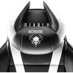Headrest Diablo Chairs Diablo X-Horn — personalized embroidery, black and white