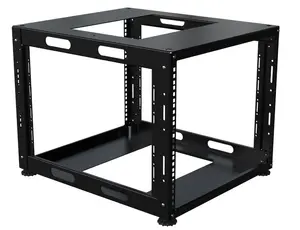 Lanview LVN-OPEN-8U-BL Open Rack Cabinet 8U Black with Adjustable Feet and IP20 Protection