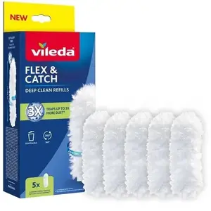 Rezerves uzgaļi skopai VILEDA Flex&Catch 5 gab., balti kasetnes, saderīgas ar Flex&Catch