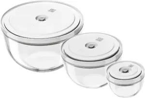 Набор из 3 вакуумных стеклянных мисок ZWILLING 1031016 с крышками - контейнеры для вакуумного хранения