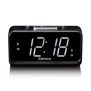 Digital alarm clock Lenco CR-28BK with FM radio and USB charging