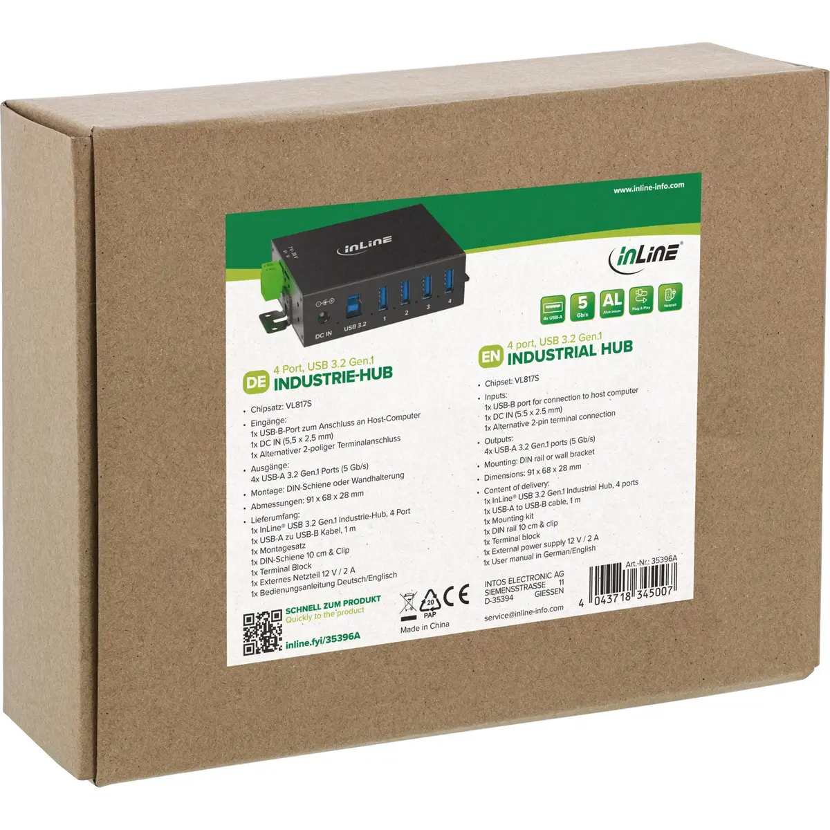 InLine 35396A USB 3.2 Gen 1 Industrial Hub Photo 6