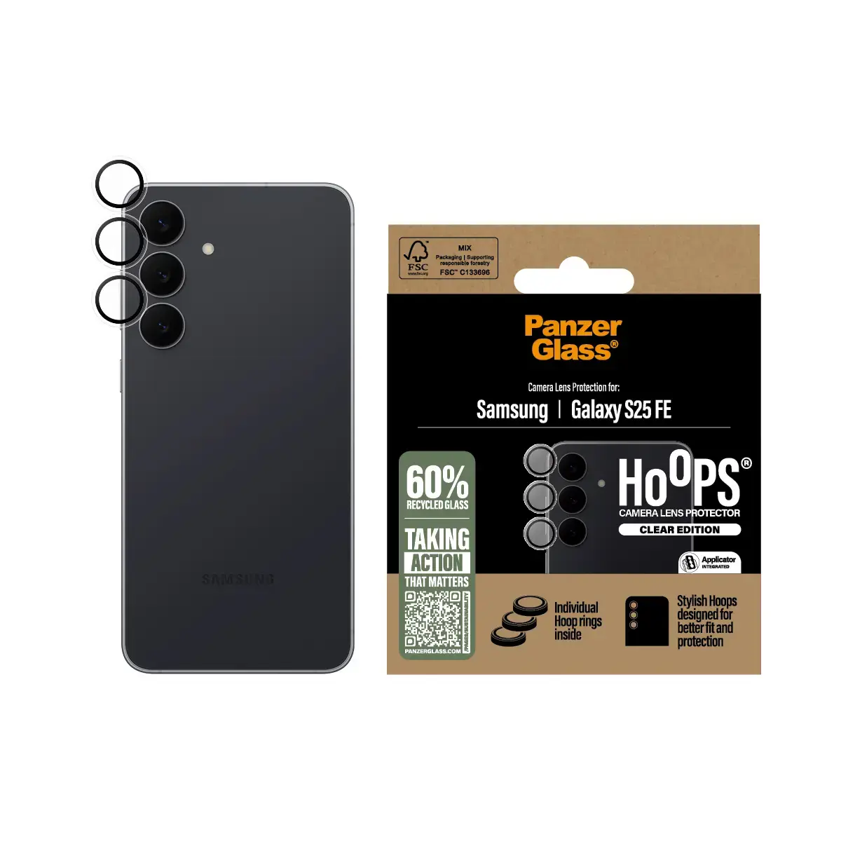 Защитное стекло для камеры PanzerGlass Samsung Galaxy S25 FE 5G Photo 2