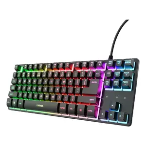 Клавиатура для игр TRUST GXT 833 Thado, TKL 87 клавиш, USB, QWERTY US, мембранная, RGB, чёрная