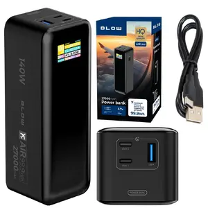 Power bank BLOW AIR99.9 27000mAh PD 140W LCD — 2× USB‑C, 1× USB‑A, 27000 mAh, 140 W total