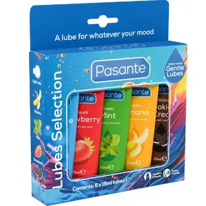 Personal lubricant set PASANTE assorted flavors 5 × 15 ml — travel-size intimate lubricants