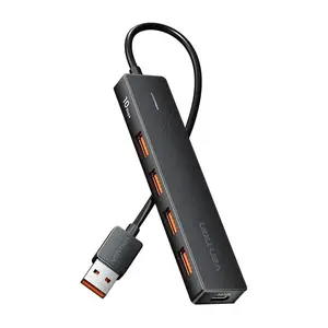 Vention CHOBB 5-in-1 USB 3.2 Gen 2 pieslēgvietu centrmezgls ar Type-A un Type-C portiem, 10 Gbps, melns
